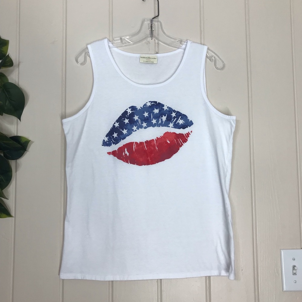 Bobbie Brooks Graphic Tank Top Shirt
Lips American Flag Stars Red White & Blue - Picture 6 of 12